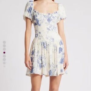 Reformation Davonne Women’s Floral Mini Dress Size 6 NWT Drop Waist Sweetheart